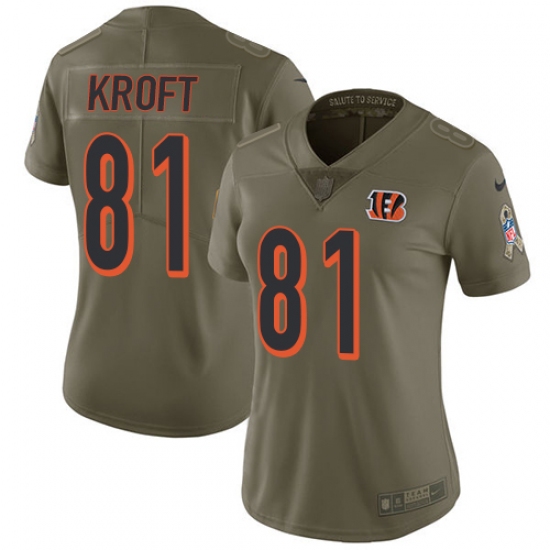Women's Nike Cincinnati Bengals #81 Tyler Kroft Limited Olive 2017 Salute to Service NFL Jersey - Ujersey