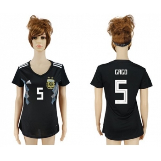Women's Argentina #5 Gago Away Soccer Country Jersey