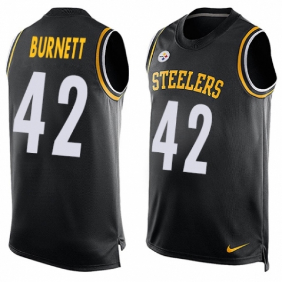 Men's Nike Pittsburgh Steelers #42 Morgan Burnett Limited Black Player Name & Number Tank Top NFL Jersey - Ujersey