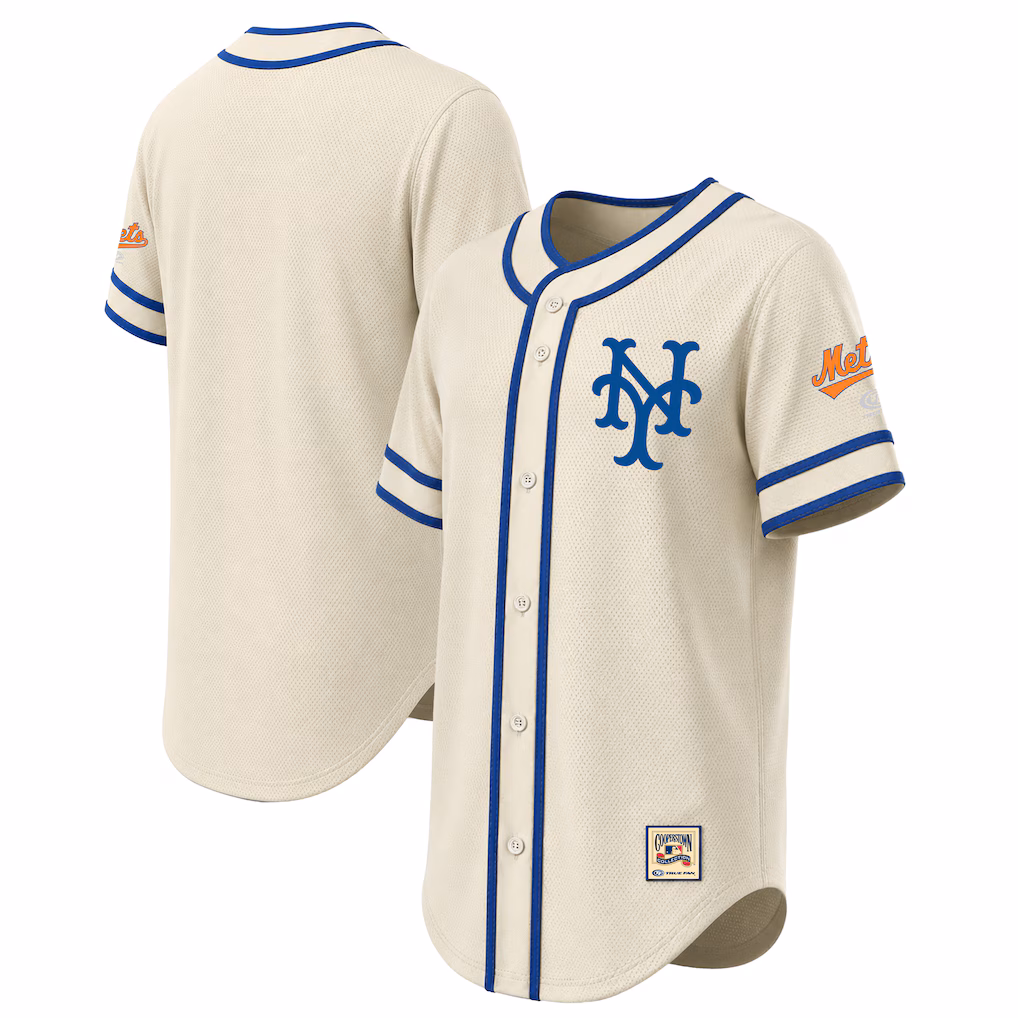Men's New York Mets Stitches Natural Throwback Fashion Jersey - Ujersey