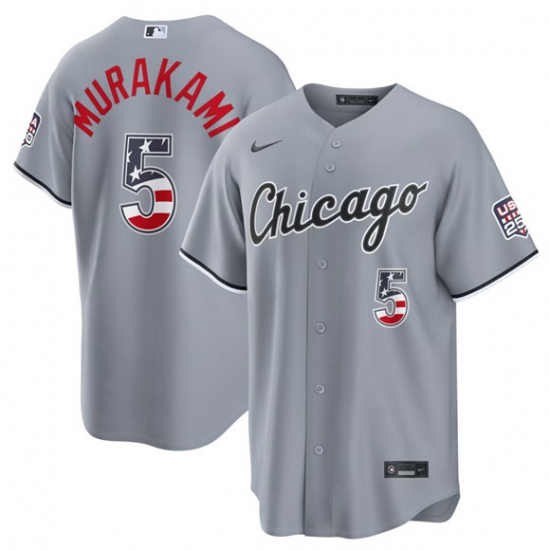 Men's Chicago White Sox #5 Munetaka Murakami Gray USA 250 Fourth of July Home Stitched Baseball Jersey