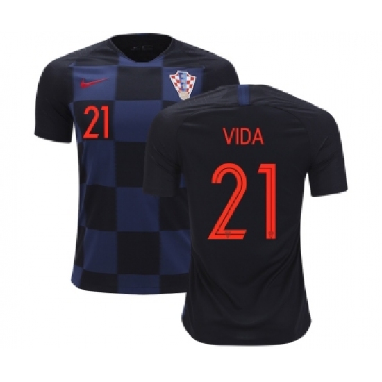 Croatia #21 Vida Away Kid Soccer Country Jersey
