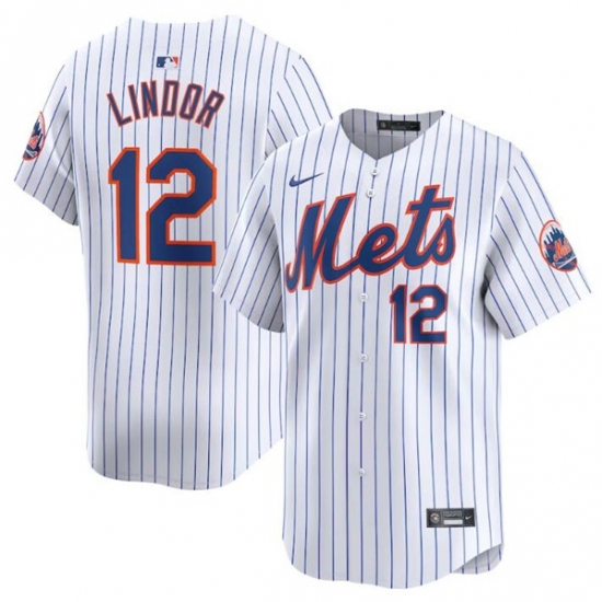 Men's New York Mets #12 Francisco Lindor White 2024 Home Limited Stitched Baseball Jersey - Ujersey