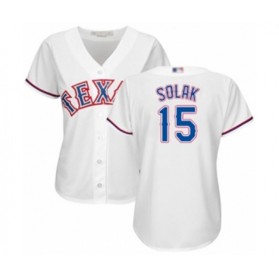 Women's Texas Rangers #15 Nick Solak Authentic White Home Cool Base Baseball Player Jersey - Ujersey