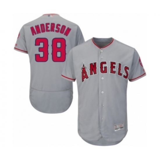 Men's Los Angeles Angels of Anaheim #38 Justin Anderson Grey Road Flex Base Authentic Collection Baseball Player Jersey - Ujersey