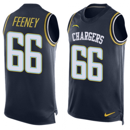 Men's Nike Los Angeles Chargers #66 Dan Feeney Limited Navy Blue Player Name & Number Tank Top NFL Jersey - Ujersey