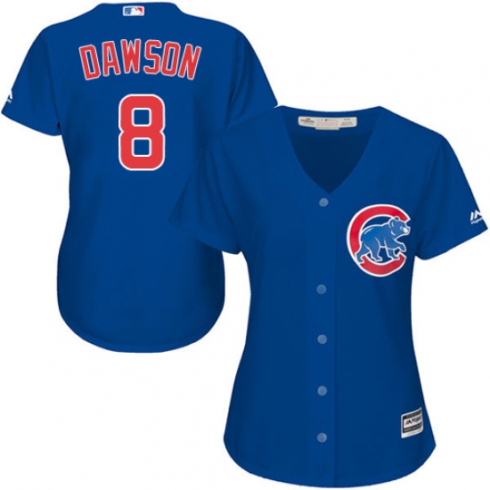 Women's Majestic Chicago Cubs #8 Andre Dawson Replica Royal Blue Alternate MLB Jersey - Ujersey