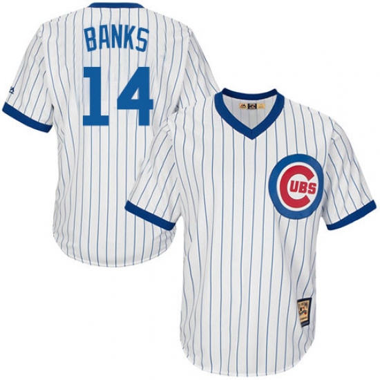 Men's Majestic Chicago Cubs #14 Ernie Banks Authentic White Home Cooperstown MLB Jersey - Ujersey