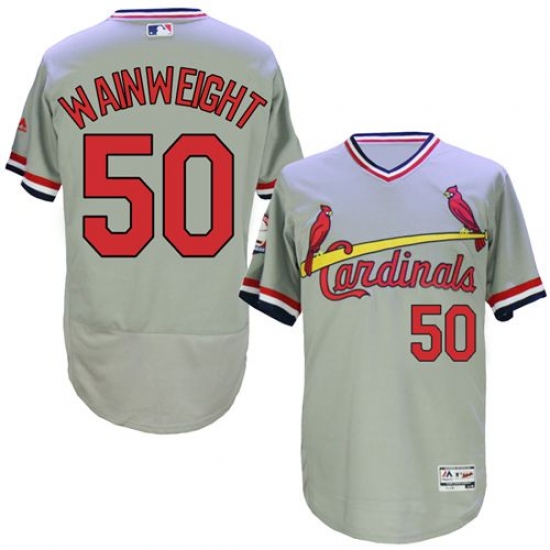 Men's Majestic St. Louis Cardinals #50 Adam Wainwright Grey Flexbase Authentic Collection Cooperstown MLB Jersey - Ujersey