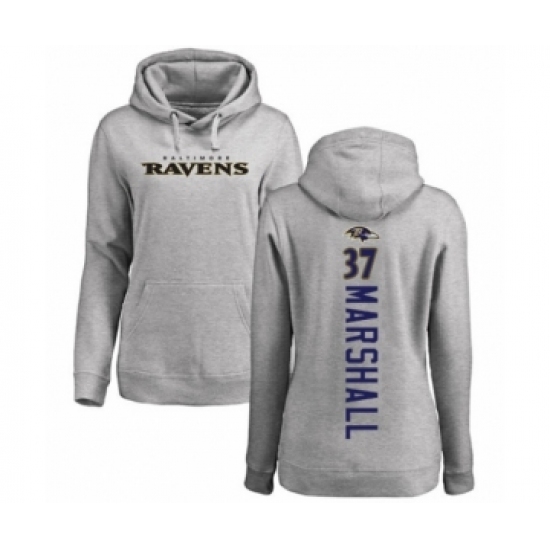 Football Women's Baltimore Ravens #37 Iman Marshall Ash Backer Pullover Hoodie - Ujersey