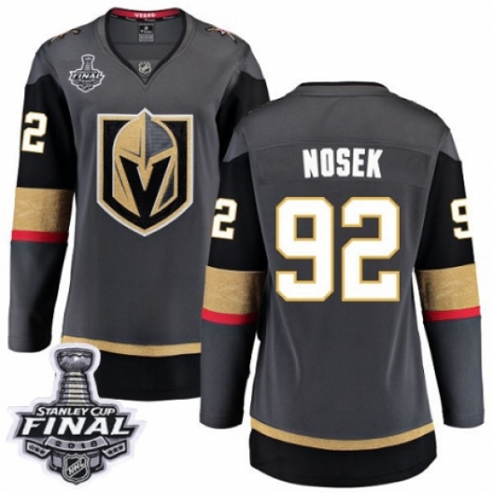 Women's Vegas Golden Knights #92 Tomas Nosek Authentic Black Home Fanatics Branded Breakaway 2018 Stanley Cup Final NHL Jersey - Ujersey