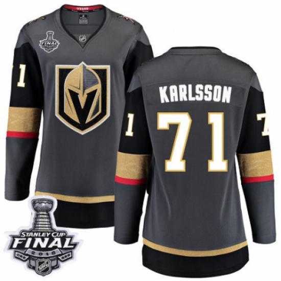 Women's Vegas Golden Knights #71 William Karlsson Authentic Black Home Fanatics Branded Breakaway 2018 Stanley Cup Final NHL Jersey - Ujersey