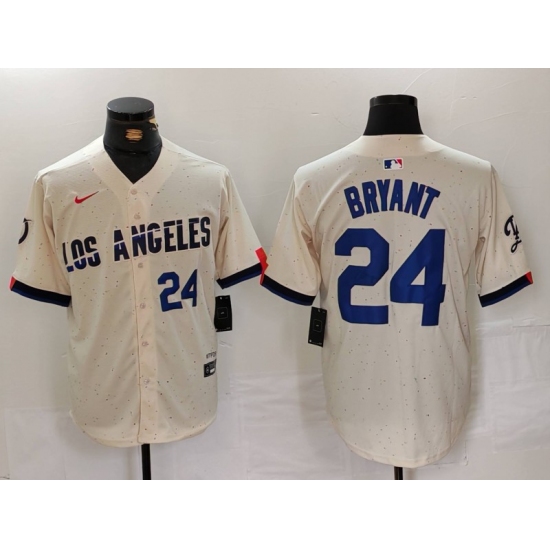 Men's Los Angeles Dodgers #24 Kobe Bryant Number Cream 2024 City Connect Limited Stitched Jerseys - Ujersey