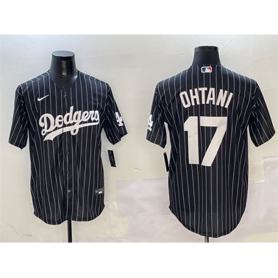 Men's Los Angeles Dodgers #17 Shohei Ohtani Black Cool Base Stitched Baseball Jersey - ujerseystore