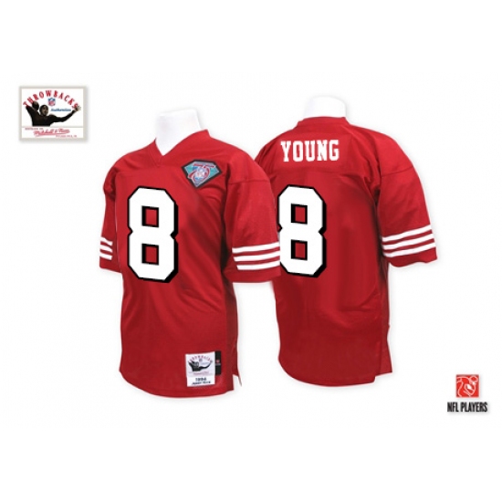 Mitchell and Ness San Francisco 49ers #8 Steve Young Red Team Color 75TH Authentic Throwback NFL Jersey - Ujersey