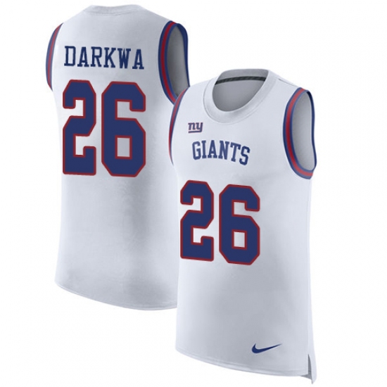 Men's Nike New York Giants #26 Orleans Darkwa White Rush Player Name & Number Tank Top NFL Jersey - Ujersey