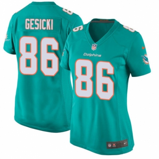 Women's Nike Miami Dolphins #86 Mike Gesicki Game Aqua Green Team Color NFL Jersey - Ujersey