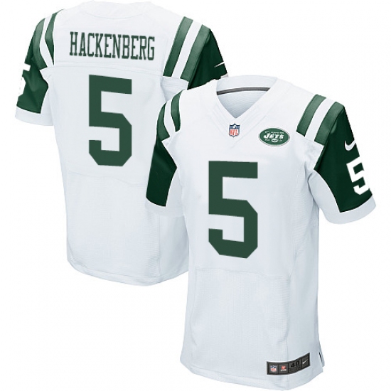 Men's Nike New York Jets #5 Christian Hackenberg Elite White NFL Jersey - Ujersey