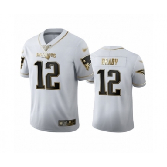 Men's New England Patriots #12 Tom Brady Limited White Golden Edition Football Jersey - Ujersey