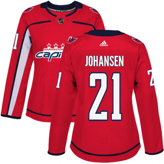 Women's Adidas Washington Capitals #21 Lucas Johansen Premier Red Home NHL Jersey - Ujersey