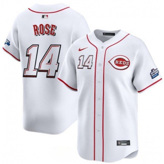 Men's Cincinnati Reds #14 Pete Rose White 2025 Speedway Classic Home Limited Stitched Baseball Jersey - Ujersey