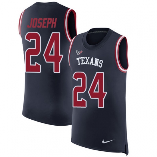 Men's Nike Houston Texans #24 Johnathan Joseph Limited Navy Blue Rush Player Name & Number Tank Top NFL Jersey - Ujersey