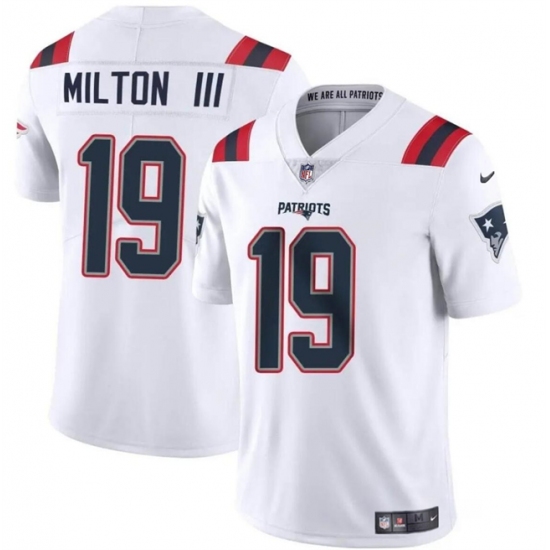 Men's New England Patriots #19 Joe Milton III White 2024 Vapor Limited Football Stitched Jersey - Ujersey
