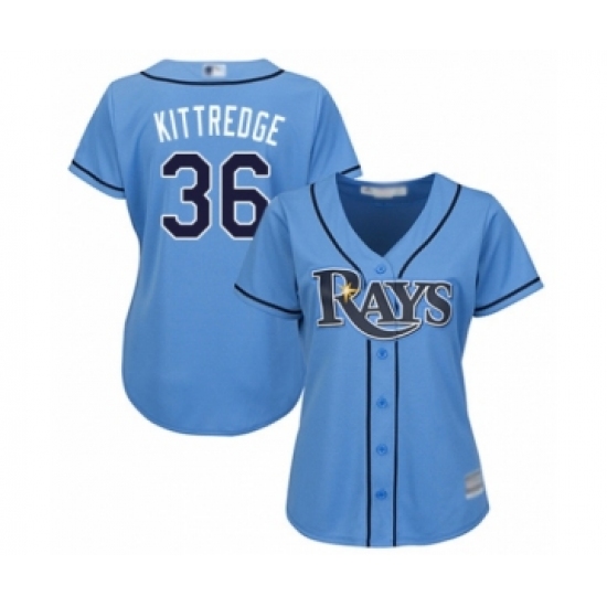 Women's Tampa Bay Rays #36 Andrew Kittredge Authentic Light Blue Alternate 2 Cool Base Baseball Player Jersey - Ujersey