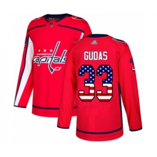Men's Washington Capitals #33 Radko Gudas Authentic Red USA Flag Fashion Hockey Jersey - Ujersey