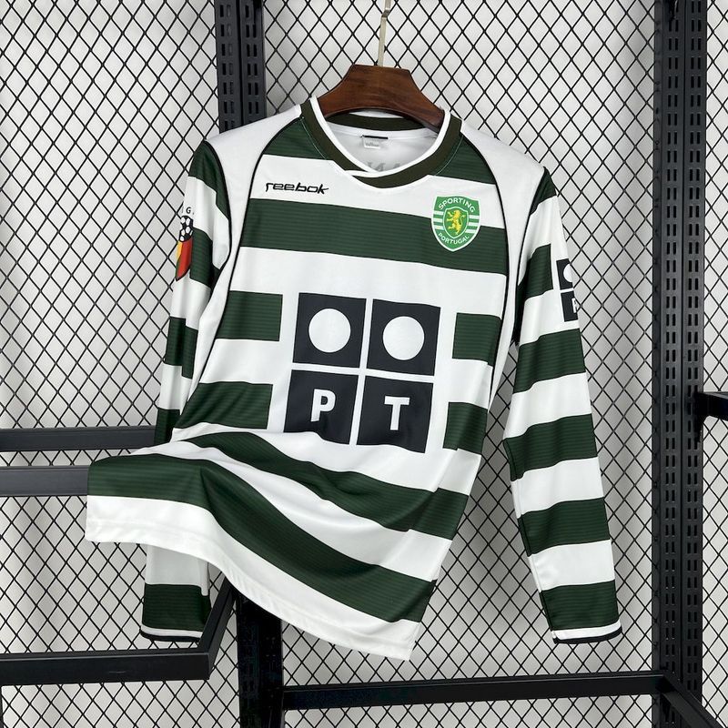 Sporting CP Retro Soccer Jersey Home Long Sleeve Custom Shirt 2001/03 - ujerseystore