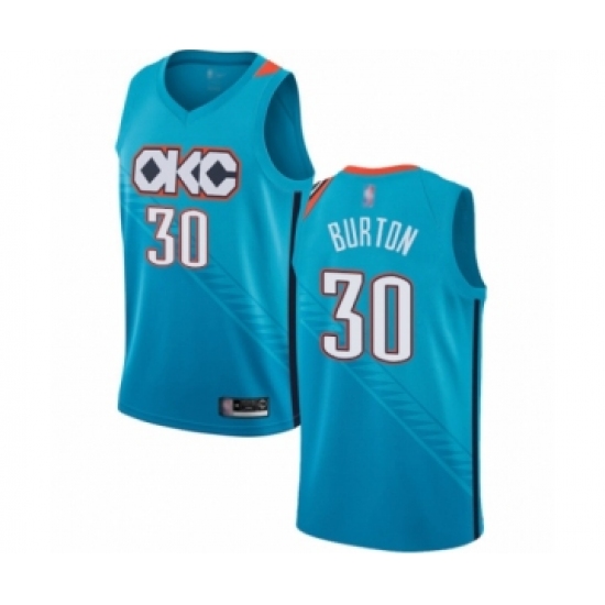 Women's Oklahoma City Thunder #30 Deonte Burton Swingman Turquoise Basketball Jersey - City Edition - Ujersey