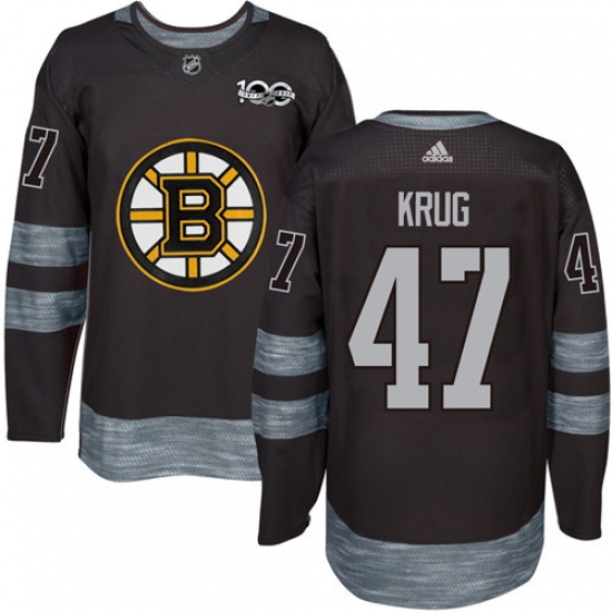 Men's Adidas Boston Bruins #47 Torey Krug Authentic Black 1917-2017 100th Anniversary NHL Jersey - Ujersey