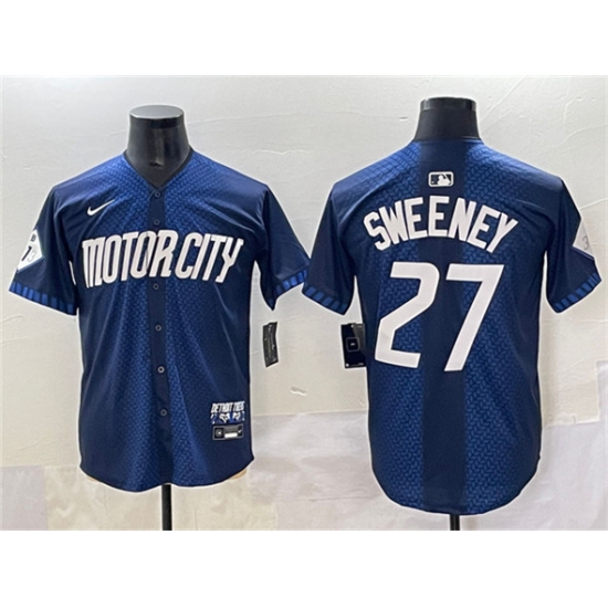 Men's Detroit Tigers #27 Trey Sweeney 2024 Navy City Connect Cool Base Limited Stitched Baseball Jersey - Ujersey