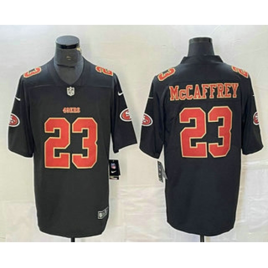 Men's San Francisco 49ers #23 Christian McCaffrey Black Red 2021 Vapor Untouchable Stitched Limited Jersey - Ujersey