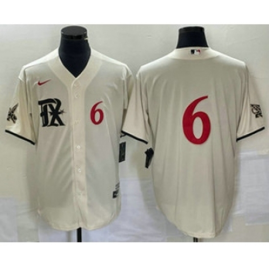 Men's Texas Rangers #6 Josh Jung Number Cream 2023 City Connect Cool Base Stitched Baseball Jersey - Ujersey