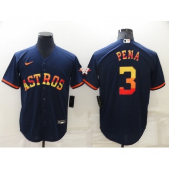 Men's Houston Astros #3 Jeremy Pena Navy Blue Rainbow Stitched MLB Cool Base Nike Jersey - Ujersey