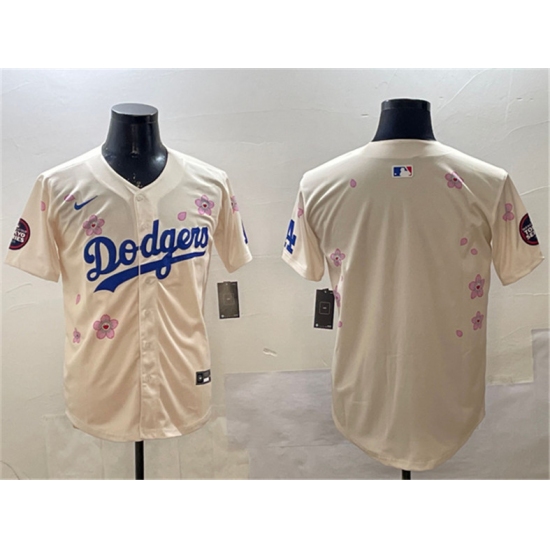 Men's Los Angeles Dodgers Blank Cream 2025 Tokyo Series Limited Stitched Baseball Jersey - Ujersey