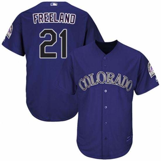 Youth Majestic Colorado Rockies #21 Kyle Freeland Replica Purple Alternate 1 Cool Base MLB Jersey - Ujersey
