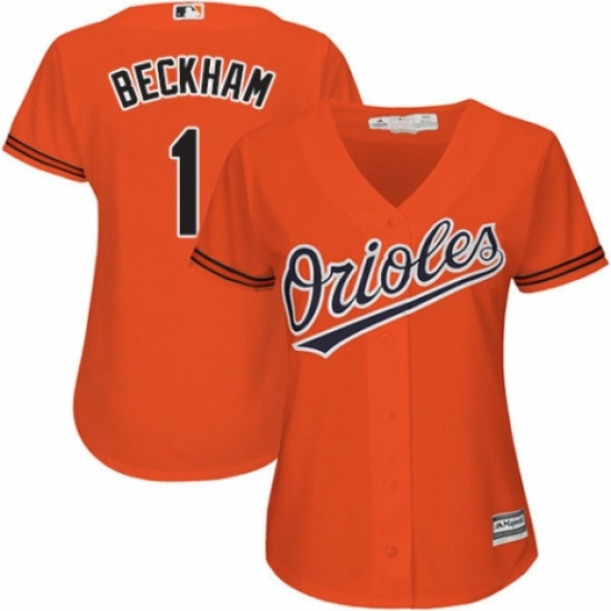 Women's Majestic Baltimore Orioles #1 Tim Beckham Replica Orange Alternate Cool Base MLB Jersey - Ujersey
