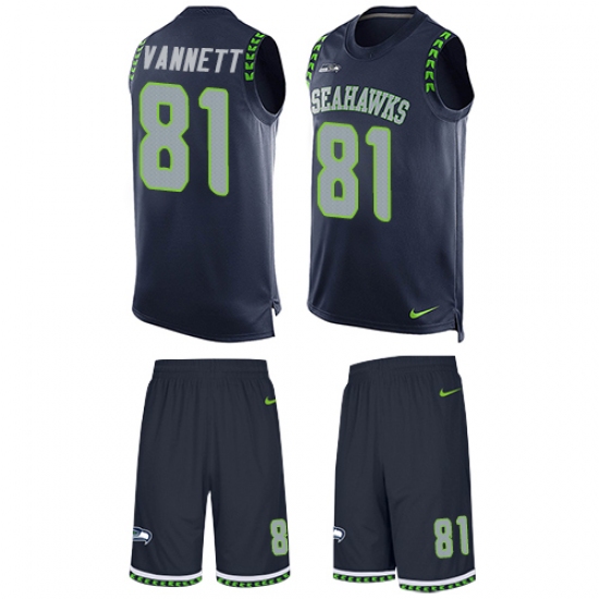 Men's Nike Seattle Seahawks #81 Nick Vannett Limited Steel Blue Tank Top Suit NFL Jersey - Ujersey