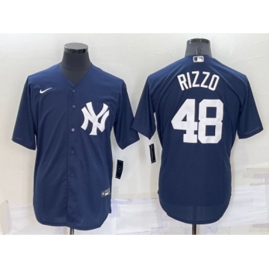 Men's New York Yankees #48 Anthony Rizzo Navy Blue Stitched Nike Cool Base Throwback Jersey - Ujersey