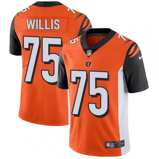 Men's Nike Cincinnati Bengals #75 Jordan Willis Orange Alternate Vapor Untouchable Limited Player NFL Jersey - Ujersey