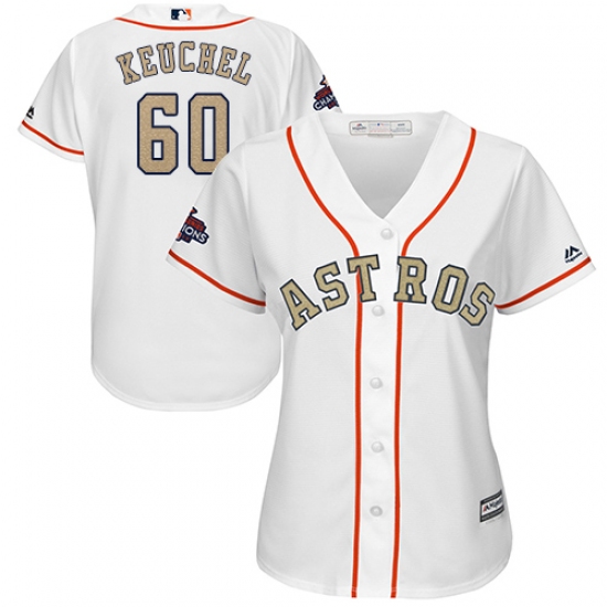 Women's Majestic Houston Astros #60 Dallas Keuchel Authentic White 2018 Gold Program Cool Base MLB Jersey - Ujersey