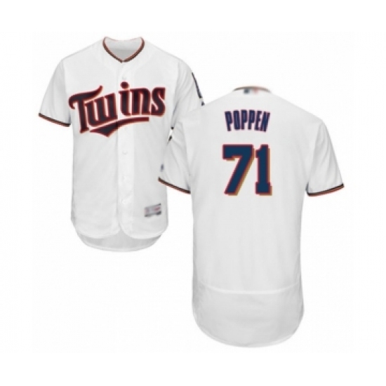 Men's Minnesota Twins #71 Sean Poppen White Home Flex Base Authentic Collection Baseball Player Jersey