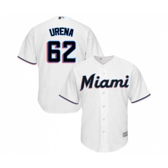 Men's Miami Marlins #62 Jose Urena Replica White Home Cool Base Baseball Jersey - Ujersey