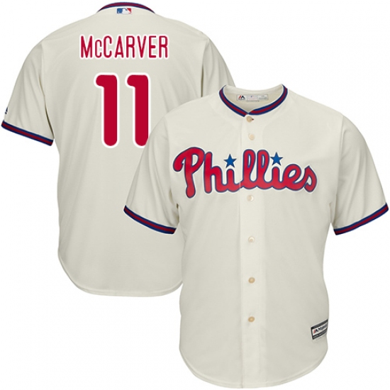 Men's Majestic Philadelphia Phillies #11 Tim McCarver Replica Cream Alternate Cool Base MLB Jersey - Ujersey