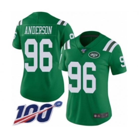Women's New York Jets #96 Henry Anderson Limited Green Rush Vapor Untouchable 100th Season Football Jersey - Ujersey