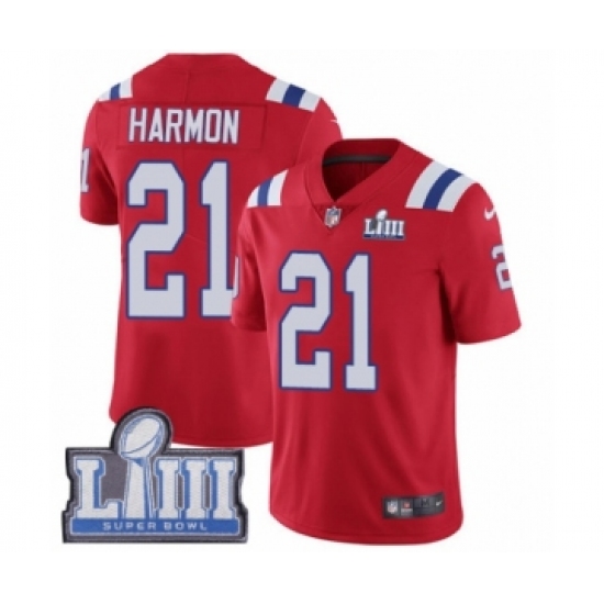 Men's Nike New England Patriots #21 Duron Harmon Red Alternate Vapor Untouchable Limited Player Super Bowl LIII Bound NFL Jersey - Ujersey