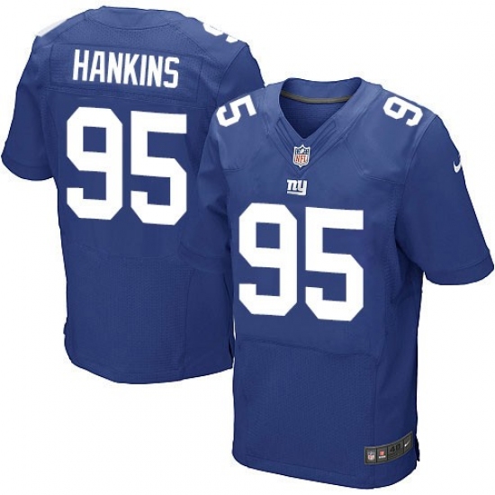 Men's Nike New York Giants #95 Johnathan Hankins Elite Royal Blue Jersey - Ujersey