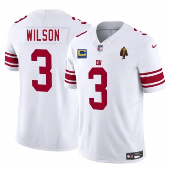 Men's New York Giants #3 Russell Wilson White 2025 F.U.S.E. With 4-star C And Walter Payton Vapor Untouchable Limited Football Stitched Jersey - Ujersey